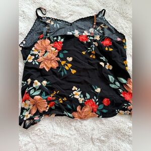 Old Navy Black Floral Lace-Trim Tank Top